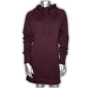 Earth Yoga Eggplant Purple Fleece Lined Organic Cotton Hoodie Mini Dress M